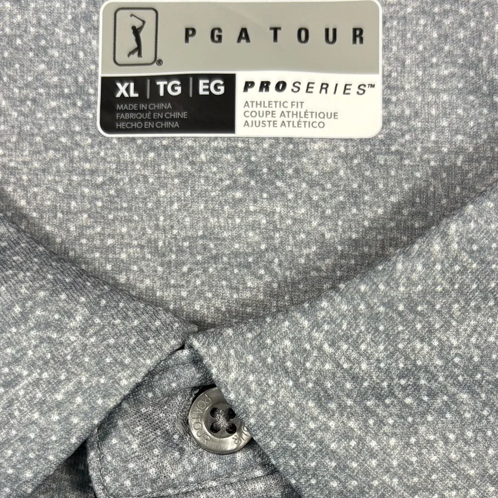 NWT PGA Tour Airflux Birdseye Block Print Athletic Fit Golf Polo Shirt | Size XL